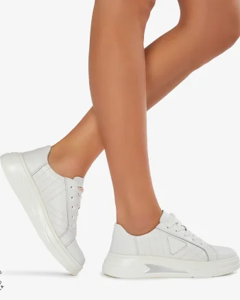 Pantofi Casual de dama din Piele naturala CRL0523 ALB