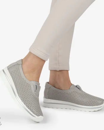 Pantofi Perforati Dama Piele naturală CRL0104 GRI