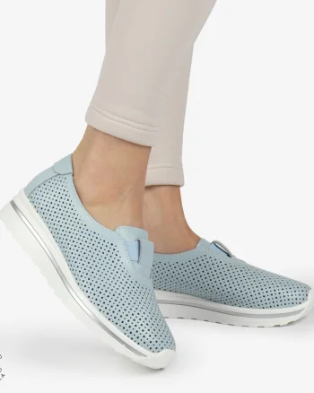 Pantofi Perforati Dama Piele naturală CRL0104 ALBASTRU