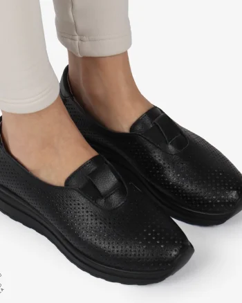 Pantofi Perforati Dama Piele naturală CRL0104 NEGRU