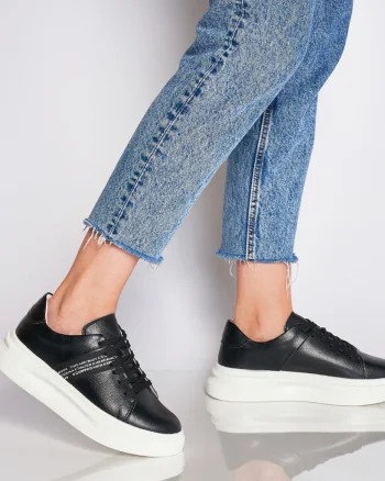 Pantofi Casual dama din Piele naturala CRL0047 Negru