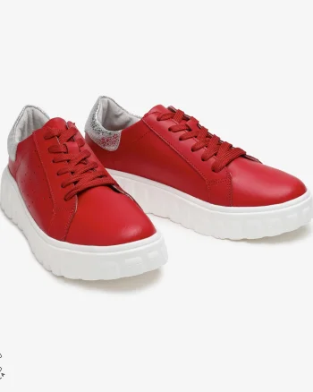 Pantofi Casual din Piele Naturala CRL0680 ROSU