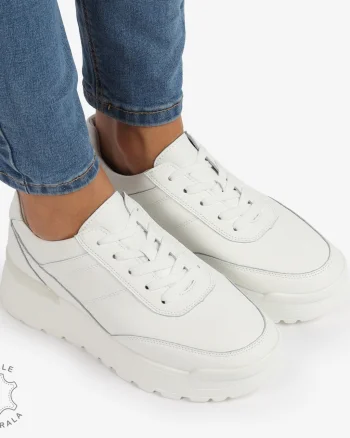 Pantofi Casual Piele Naturala CRL1221 ALB