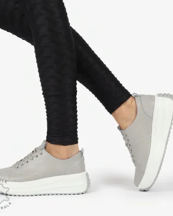 Pantofi casual piele naturala cu talpa inalta CRL1307 GRI