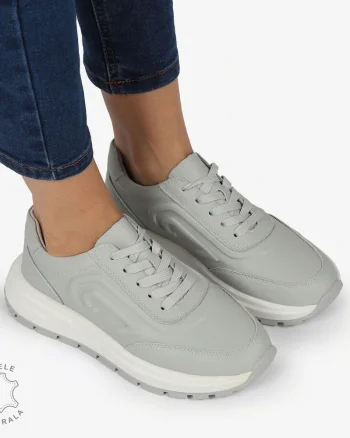 Pantofi casual piele naturala CU MODEL LATERAL CRL1304 GRI