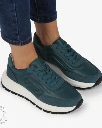 Pantofi casual piele naturala CU MODEL LATERAL CRL1304 VERDE