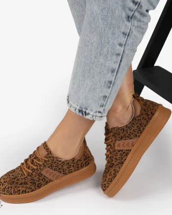 Pantofi CASUAL PIELE NATURALA INTOARSA CU IMPRIMEU LEOPARD CRL1295 LEOPARD