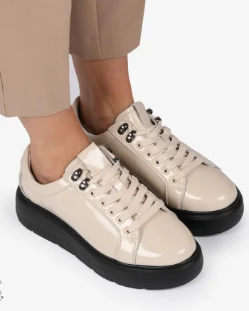 Pantofi CASUAL PIELE NATURALA LACUITA CRL1294 BEJ