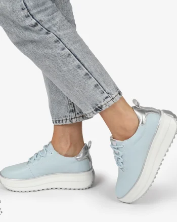 Pantofi CASUAL PIELE NATURALA cu TALPA INALTA CRL1291 ALBASTRU