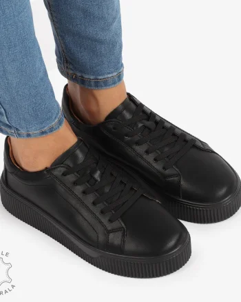 Pantofi Casual de dama din Piele Naturala CRL1222 NEGRU
