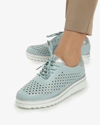 Pantofi Casual dama din piele naturala Perforati CRL0782 ALBASTRU