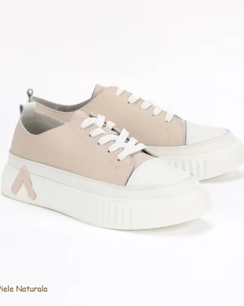 Pantofi Casual de dama din Piele naturala cu talpa groasa CRL0489 BEJ