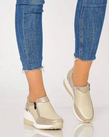 Pantofi Casual Dama Piele Naturala CRL0072 BEJ