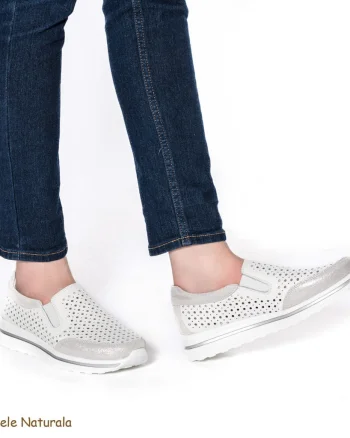Pantofi Casual dama din Piele naturala CRL0860 ALB