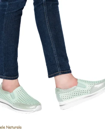 Pantofi Casual dama din Piele naturala CRL0860 VERDE