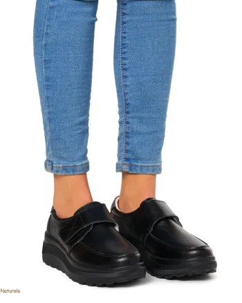 Pantofi Casual dama din Piele Naturala CRL0858 NEGRU