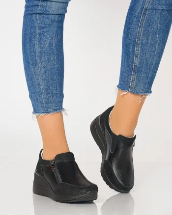 Pantofi Casual Dama Piele Naturala CRL0072 NEGRU