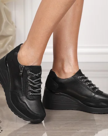 Pantofi Casual dama din Piele Naturala CRL0068 NEGRU