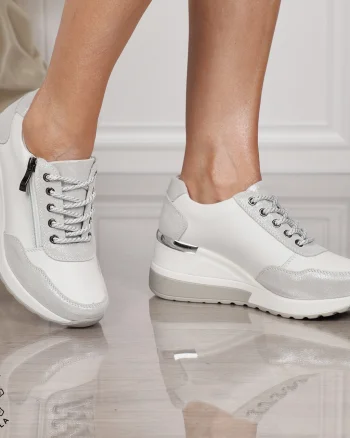 Pantofi Casual dama din Piele Naturala CRL0068 ALB
