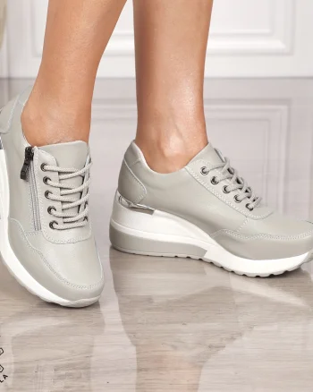 Pantofi Casual dama din Piele Naturala CRL0068 GRI