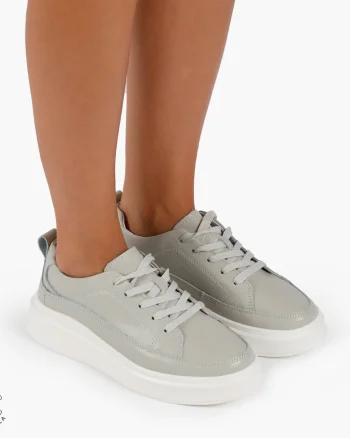 Pantofi Casual de dama din Piele Naturala CU TALPA INALTA CRL1210 GRI
