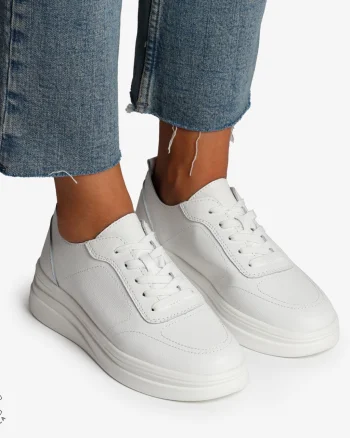 Pantofi Casual de dama din Piele Naturala CRL1206 ALB
