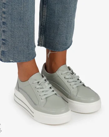 Pantofi Casual de dama din Piele Naturala cu talpa inalta si Dungi CRL1203 Barilla