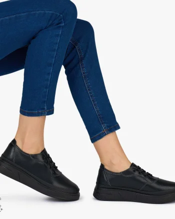Pantofi Casual DAMA din PIELE Naturala CRL0942 CULOARE: NEGRU