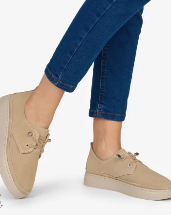 PANTOFI CASUAL Dama Piele Naturala INTOARSA CRL1053 Culoare: BEJ