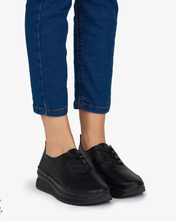 PANTOFI CASUAL Dama Piele Naturala USOR INALTA CRL1051 Culoare: NEGRU
