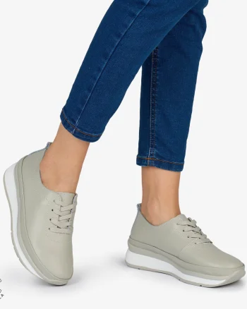 PANTOFI CASUAL Dama Piele Naturala USOR INALTA CRL1051 Culoare: GRI