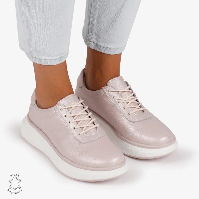 Pantofi Casual Dama Piele Naturala CRL1002 Culoare: ROZ