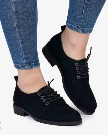 Pantofi dama CASUAL din Piele Naturala INTOARSA CRL0984 NEGRU