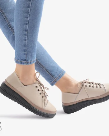 Pantofi casual piele naturala CRL877 BEJ