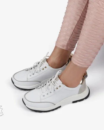 Pantofi Casual dama din Piele Naturala CRL0854 ALB