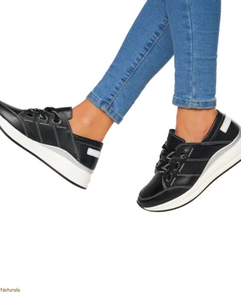 Pantofi Casual dama din Piele naturala CRL0049 Negri
