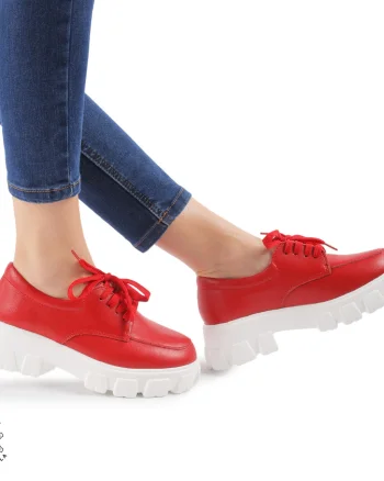 Pantofi casual dama din Piele naturală CRL0109 ROSU