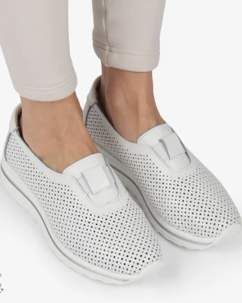 Pantofi Perforati Dama Piele naturală CRL0104 ALB