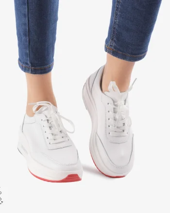 Pantofi casual dama din Piele naturală CRL0058 ALB