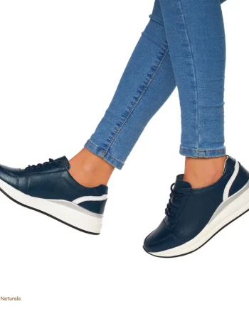 Pantofi casual de dama din piele naturala cu talpa plata CRL0019