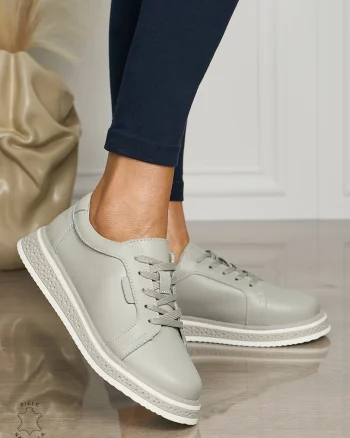 Pantofi casual piele naturala CU TALPA GROASA CRL1513 Gri