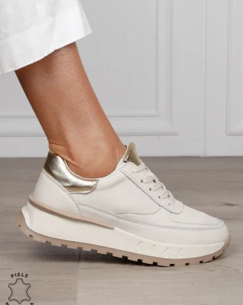 Pantofi Casual DAMA din PIELE Naturala cu model pe talpa CRL1524 BEJ