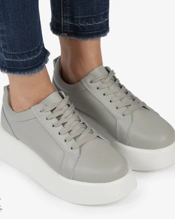 Pantofi casual piele naturala cu talpa inalta CRL881 GRI