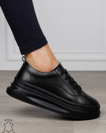 Pantofi Casual dama din Piele Naturala CRL1055 CULOARE: NEGRU