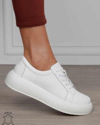 Pantofi Casual damă din piele naturală CRL1568 ALB