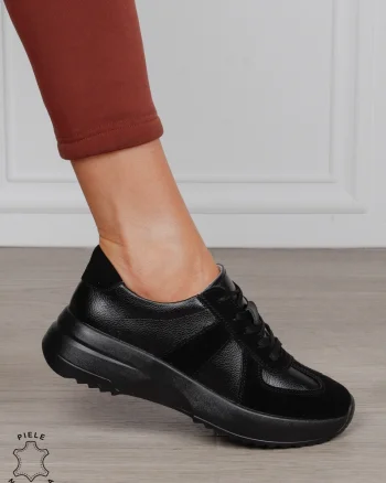 Pantofi Casual damă din piele naturală confortabile CRL1573 NEGRU