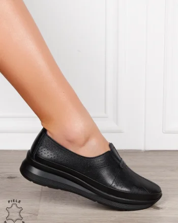 PANTOFI CASUAL Dama Piele Naturala USOR INALTA CRL1050 Culoare:NEGRU