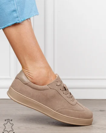 Pantofi casual din piele naturală întoarsă cu design clasic și talpă confortabilă CRL1808 VERDE