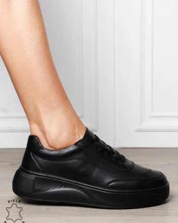 Pantofi sport din piele naturală cu design modern CRL1810 NEGRU