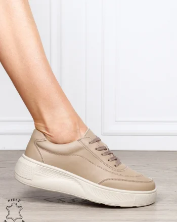 Pantofi sport din piele naturală cu design modern CRL1810 KHAKI